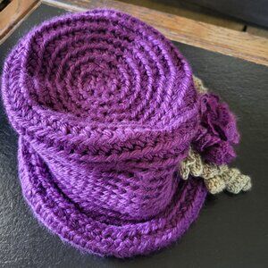 Hand crocheted purple hat